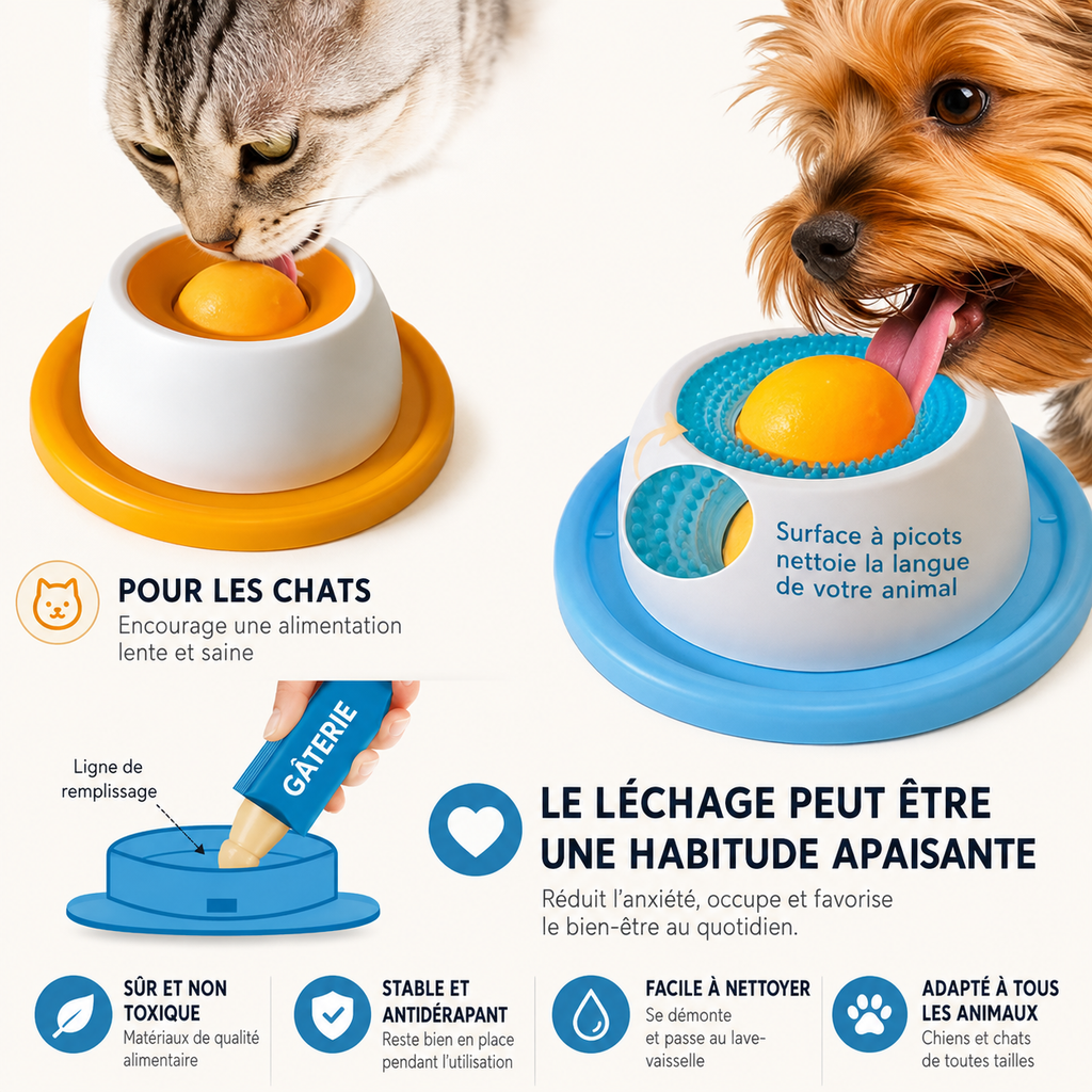 Jouet à Lécher Chien Chat - Distributeur Alimentation Lente & Enrichissement Interactif