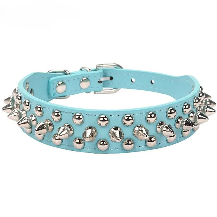 Collier Chien Chat Style Punk Rivets - Cuir Vegan Réglable Attache Rapide