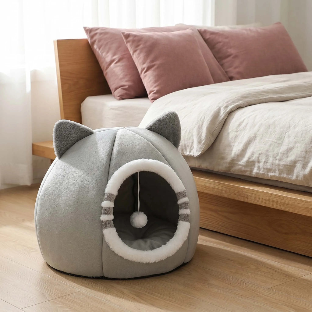Niche douillette pour chat et chaton - vue de face - Pelorie