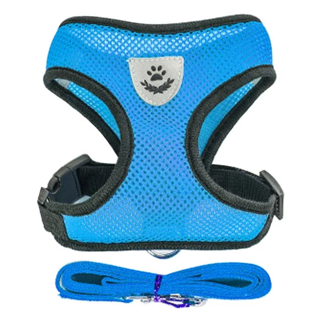 Harnais gilet laisse chien chat maille polyester vert - léger respirant - Pelorie