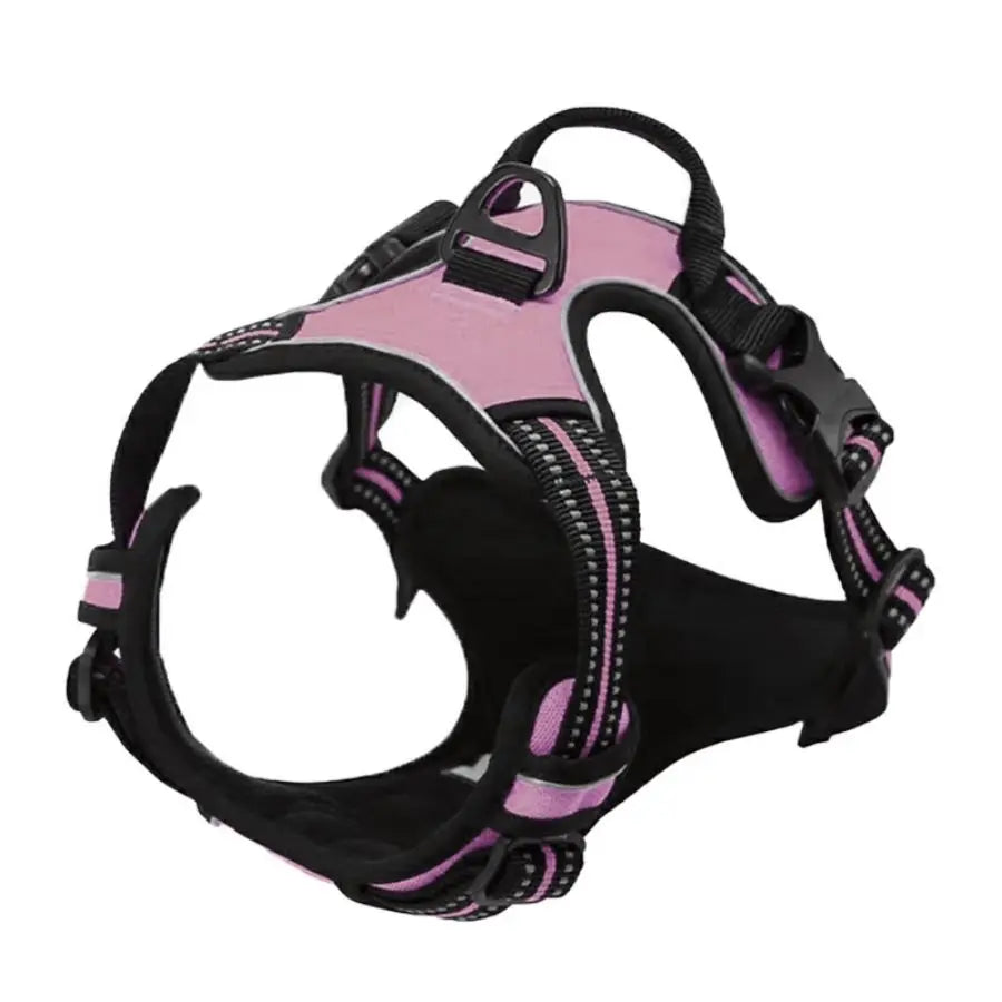 Harnais chien réglable anti-traction rouge pâle - clip frontal sécurisé - Pelorie