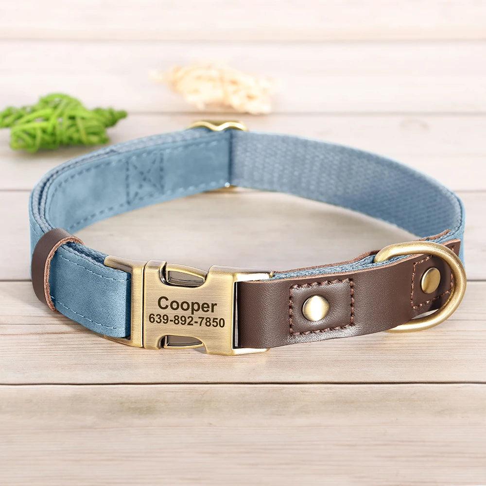 Collier Chien Personnalisable Gravé en Cuir Vegan - Réglable S/M/L Toutes Races