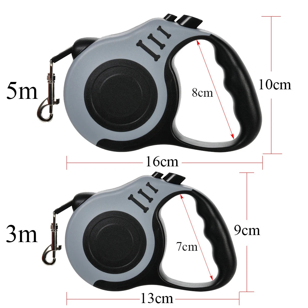 Laisse Rétractable Chien Chat Nylon - 3m/5m Solide Chiots Petits Moyens Grands Chiens