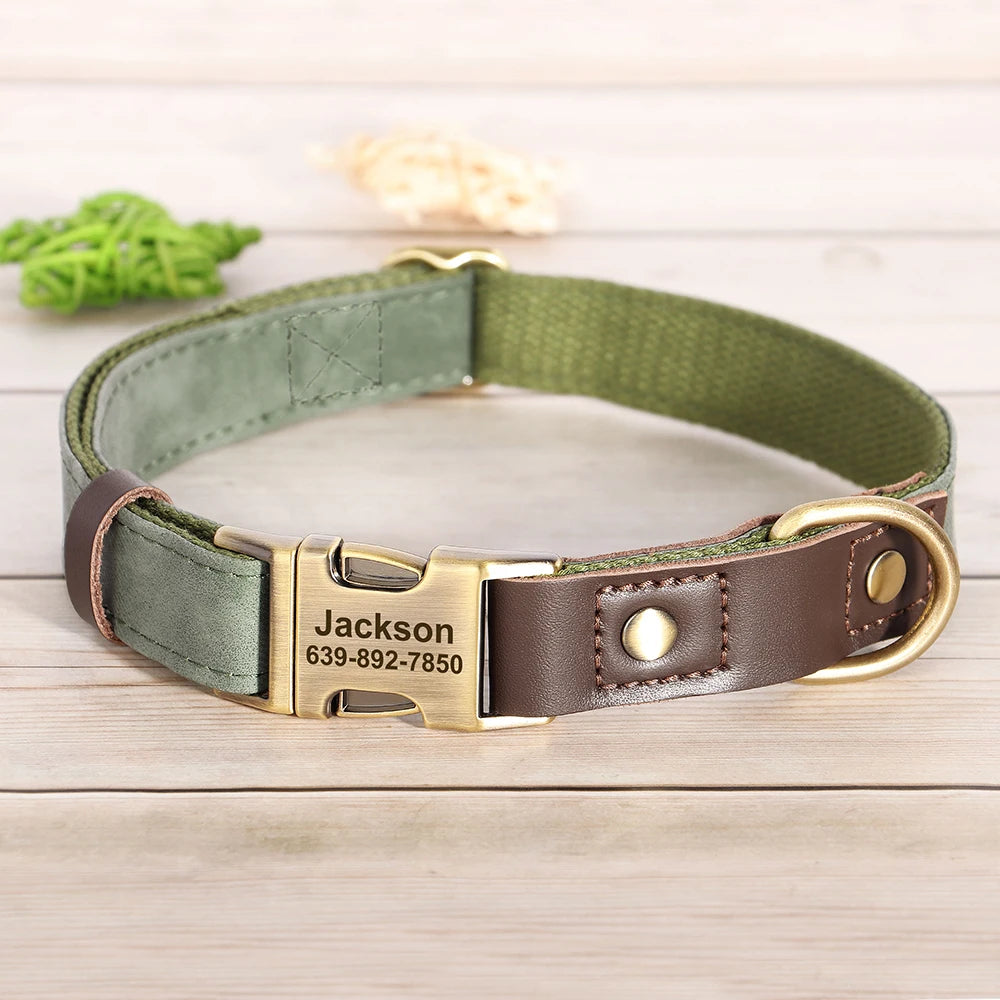 Collier Chien Personnalisable Gravé en Cuir Vegan - Réglable S/M/L Toutes Races