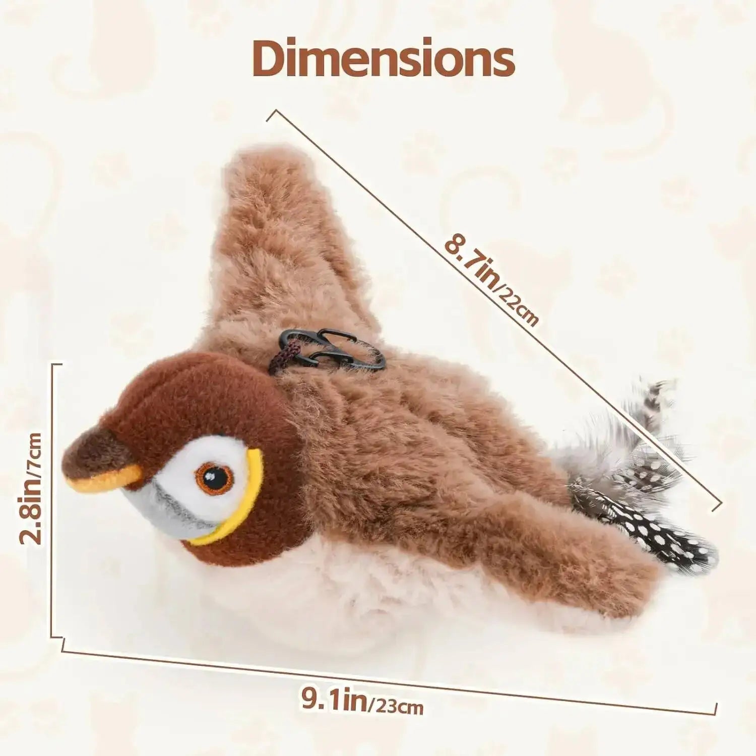 Jouet Interactif Chat Chien Oiseau Simulé - Peluche Rechargeable Bat les Ailes & Chante