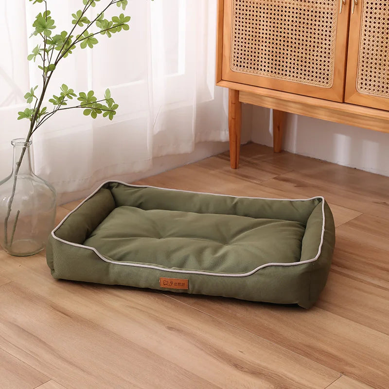 Canapé lit chien chat motif carré bleu - tapis couchage hiver M L XL - Pelorie