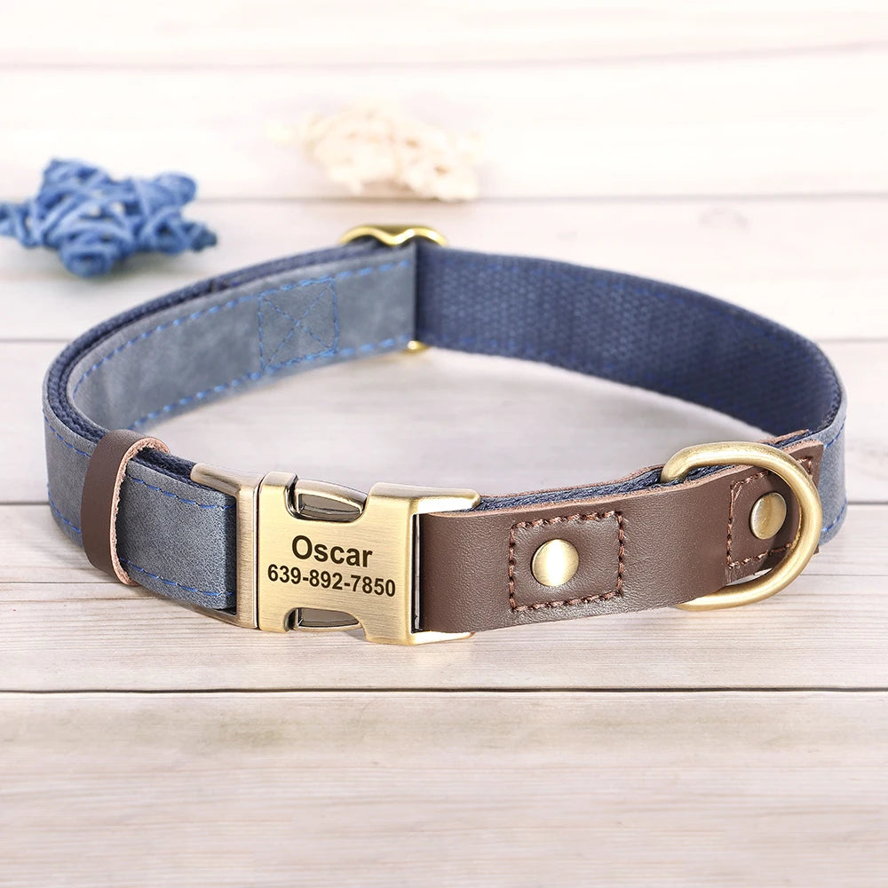 Collier Chien Personnalisable Gravé en Cuir Vegan - Réglable S/M/L Toutes Races