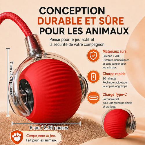 Balle Interactive Automatique Rechargeable pour Chien - Jouet Intelligent Chiot & Chien Actif