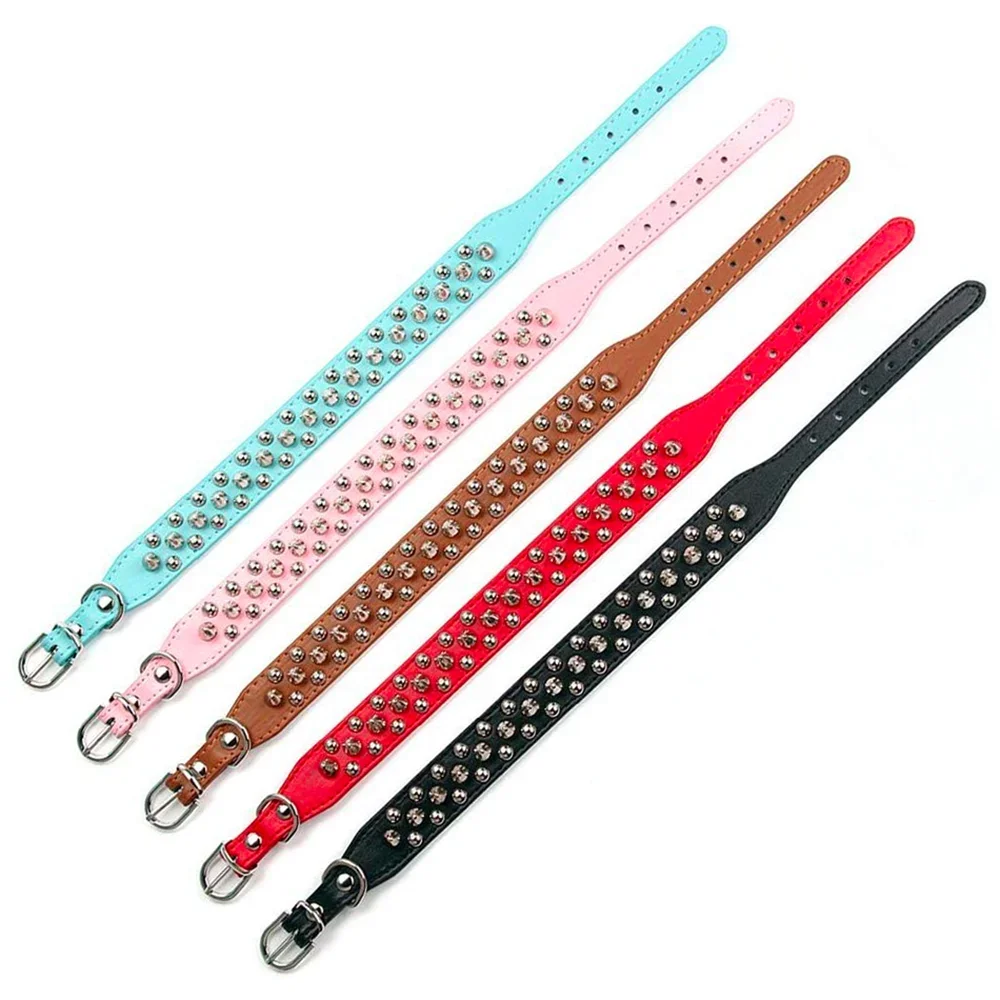 Collier Chien Chat Style Punk Rivets - Cuir Vegan Réglable Attache Rapide