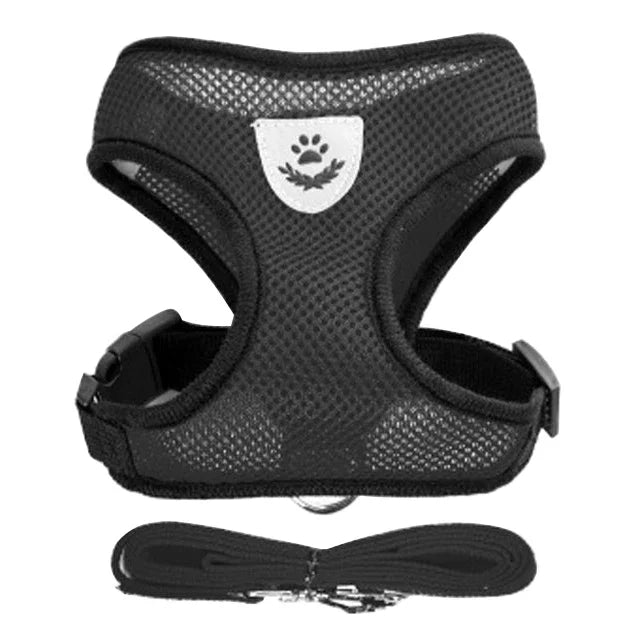 Harnais gilet laisse chien chat maille polyester rose - set complet - Pelorie