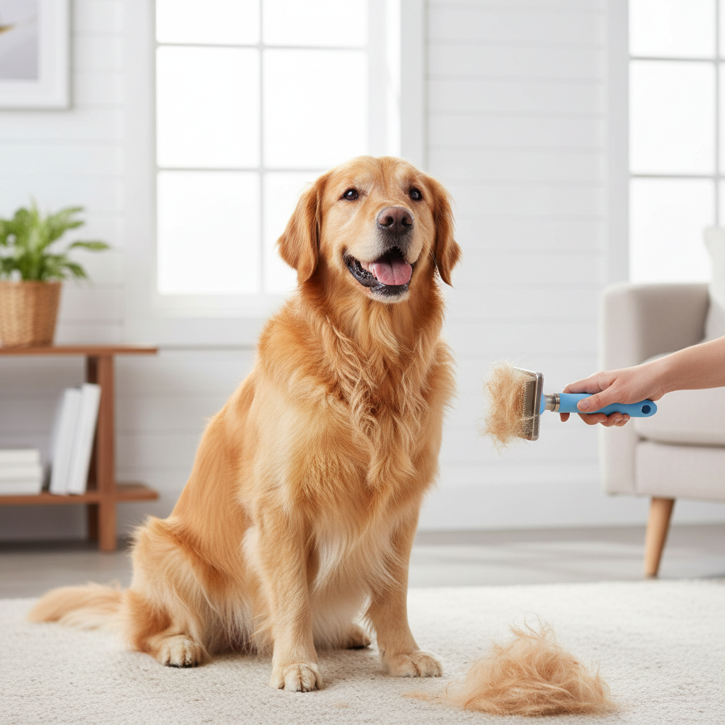 Brosse en utilisation sur chien
