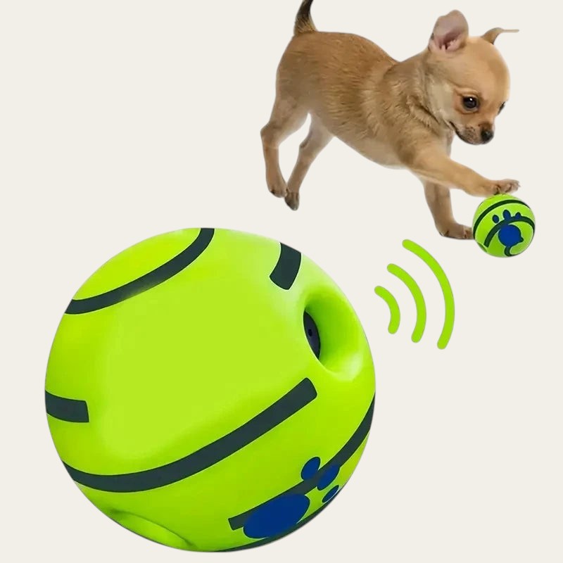 Balle interactive sonore Pelorie vert vif pour chien, jouet mécanique sans pile avec motifs de pattes