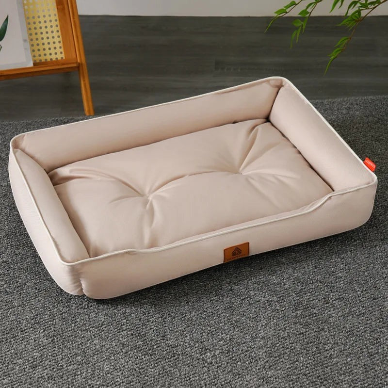 Canapé-lit Pelorie beige pour chien et chat, format rectangulaire confortable pour animaux aimant s'étirer