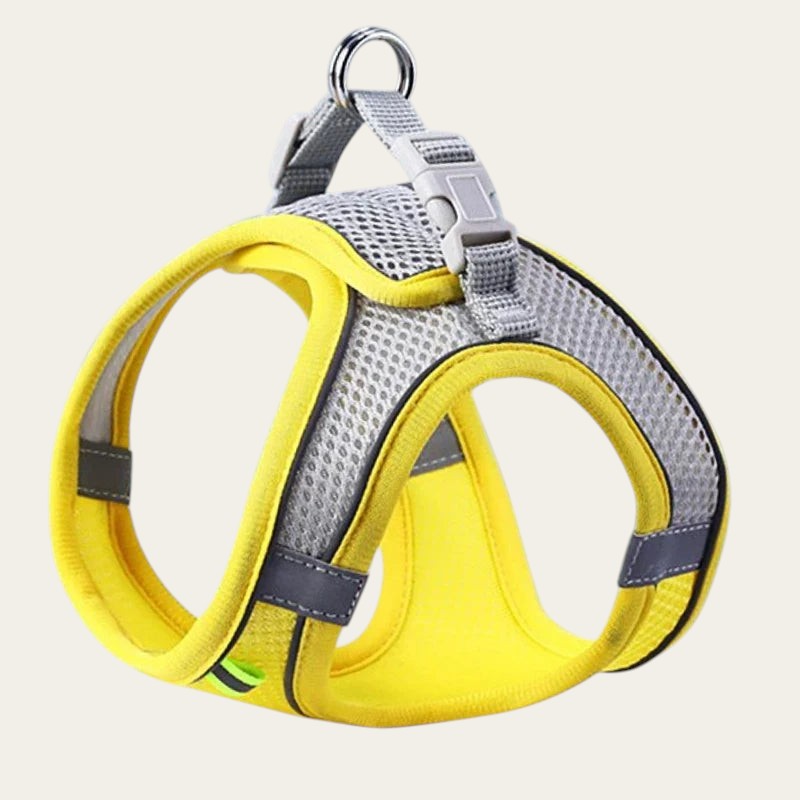 Harnais Pelorie jaune réfléchissant en nylon respirant avec boucle réglable pour chien et chat