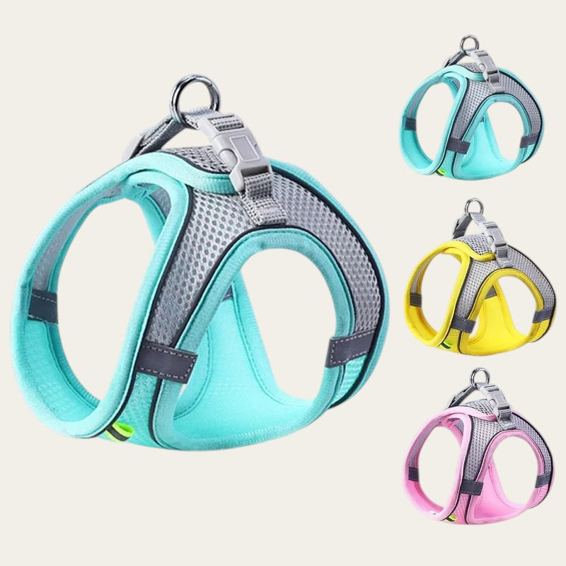 Harnais Pelorie respirant avec bandes réfléchissantes pour chien et chat, disponible en plusieurs coloris vifs
