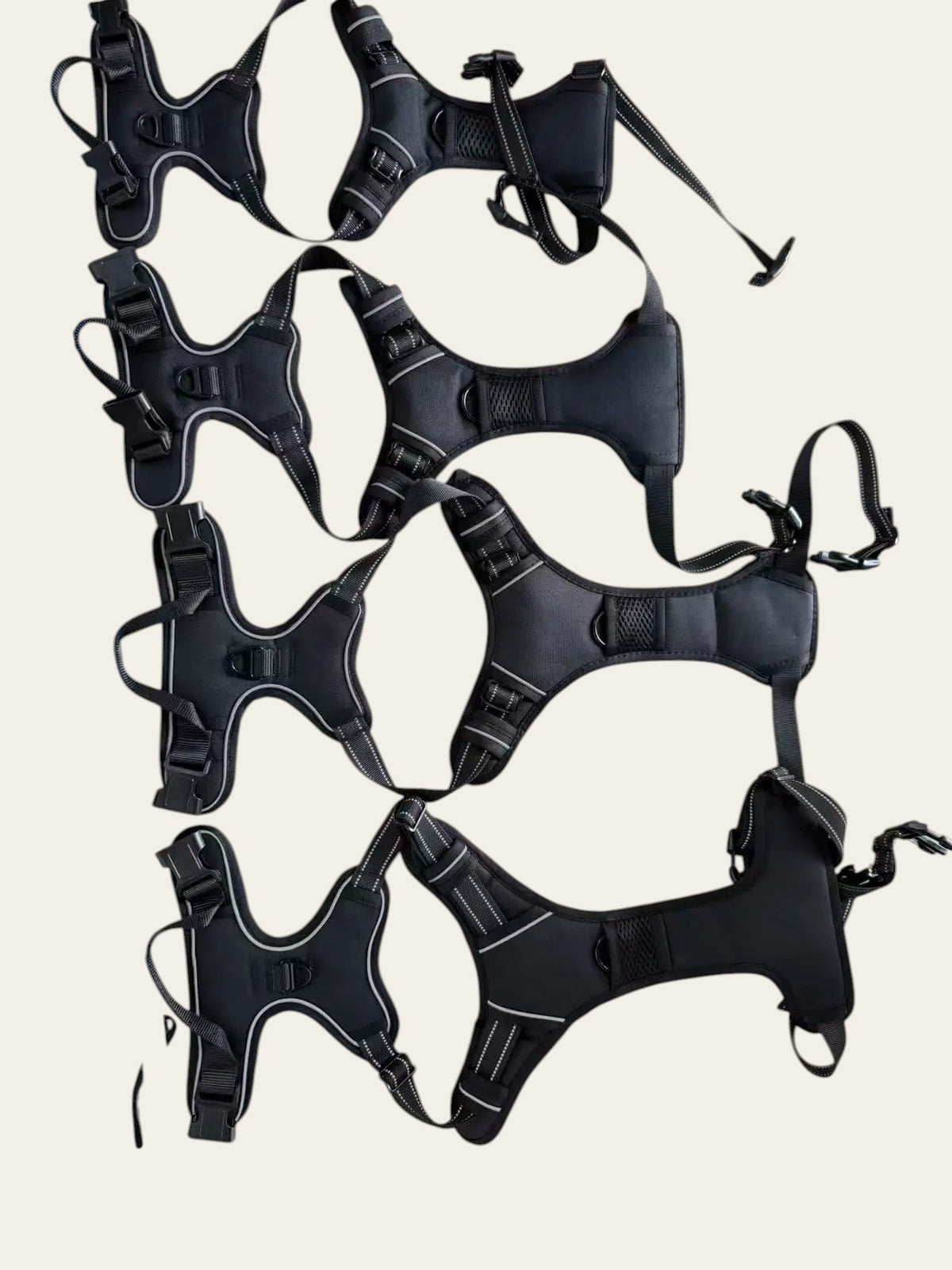 Harnais anti-traction Pelorie noir en nylon avec bandes réfléchissantes et clips de fixation pour chien