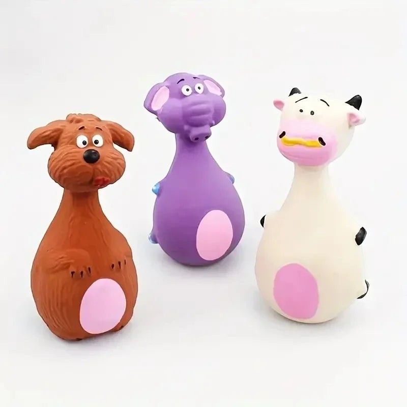 Jouets à mâcher Pelorie en caoutchouc souple en forme de chien, éléphant et vache pour chiens de petite taille